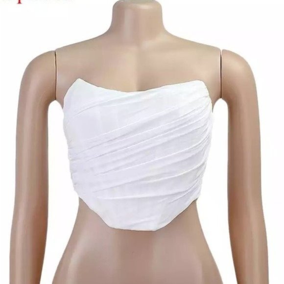 NEW Chiffon Boned Strapless Angled Corset Top - Picture 7 of 12